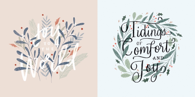 Image for Floral Foliage 10-Pack Christmas Cards: Joy to the World and Tidings of Comfort and Joy