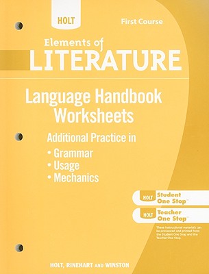 Elements of Literature: Grammar Usage and Mechanics Handbook Worksheets Grade 7 First Course