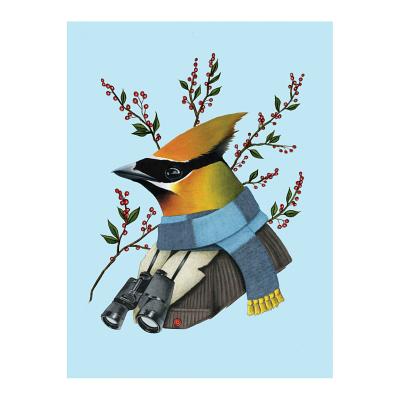 Image for Berkley Bestiary Winter Waxwing Large Embellished Holiday Notecards
