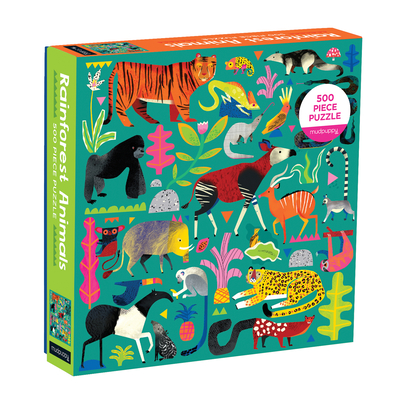 Mudpuppy Rainforest Animals 500 Piece Family Jigsaw Puzzle, Vibrant Rainforest and Animal Puzzle with Tiger, Gorilla, and More Beloved Animals
