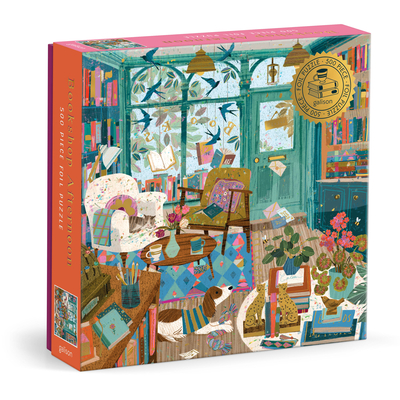 Galison Bookshop Afternoon 500 Piece Foil Puzzle Fun and Challenging Activity with Bright and Bold Bookshop Themed Artwork for Adults and Families