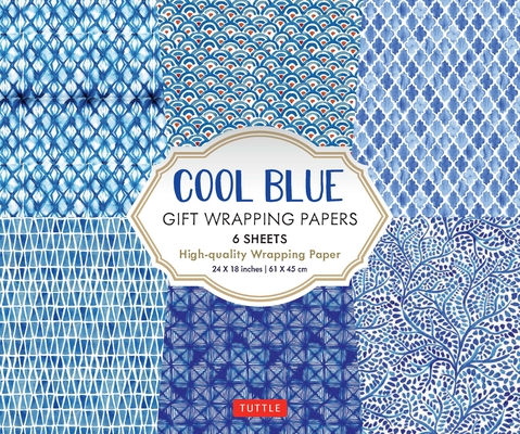 Image for Cool Blue Gift Wrapping Papers: 6 Sheets of High-quality 24 x 18 inch Wrapping Paper