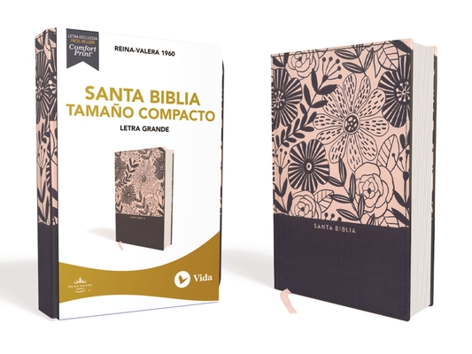 RVR60 Santa Biblia, Letra Grande, Tamao Compacto, Tapa Dura/Tela, Azul Floral, Edicin Letra Roja (Spanish Edition)