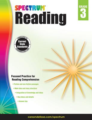 Spectrum 3rd Grade Reading Comprehension Workbook with Fiction and Nonfiction Passages for Classroom or Homeschool