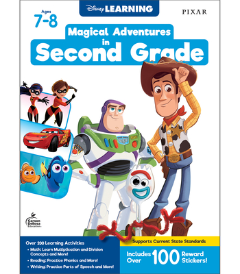 Disney Learning Magical Adventures in 2nd Grade Workbooks All Subjects, Math, Reading Comprehension, Writing, Addition, Subtraction, Multiplication, Phonics, Second Grade Workbooks Ages 7-8