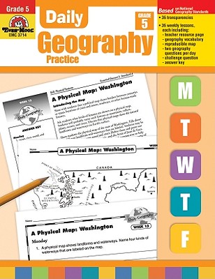 Evan-Moor Daily Geography Practice, Grade 5, Homeschooling and Classroom Resource Workbook, Reproducible Worksheets, Teaching Edition, USA, World, Continents, Oceans, Countries