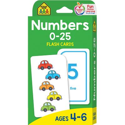 School Zone Numbers 0-25 Flash Cards: Toddler, Preschool, Kindergarten, Learn Math, Addition, Subtraction, Numerical Order, Counting, Problem Solving, Ages 4+, Packaging May Vary