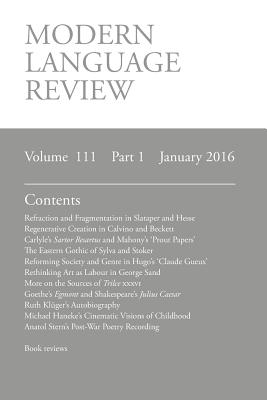 Modern Language Review (111: 1) January 2016