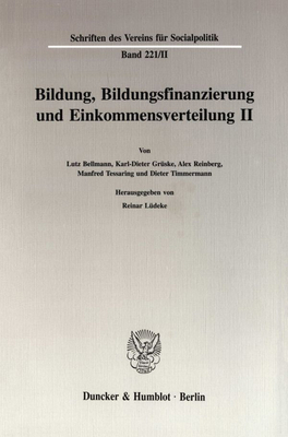 Bildung, Bildungsfinanzierung Und Einkommensverteilung (Schriften Des Vereins Fur Socialpolitik, 221) (German Edition)